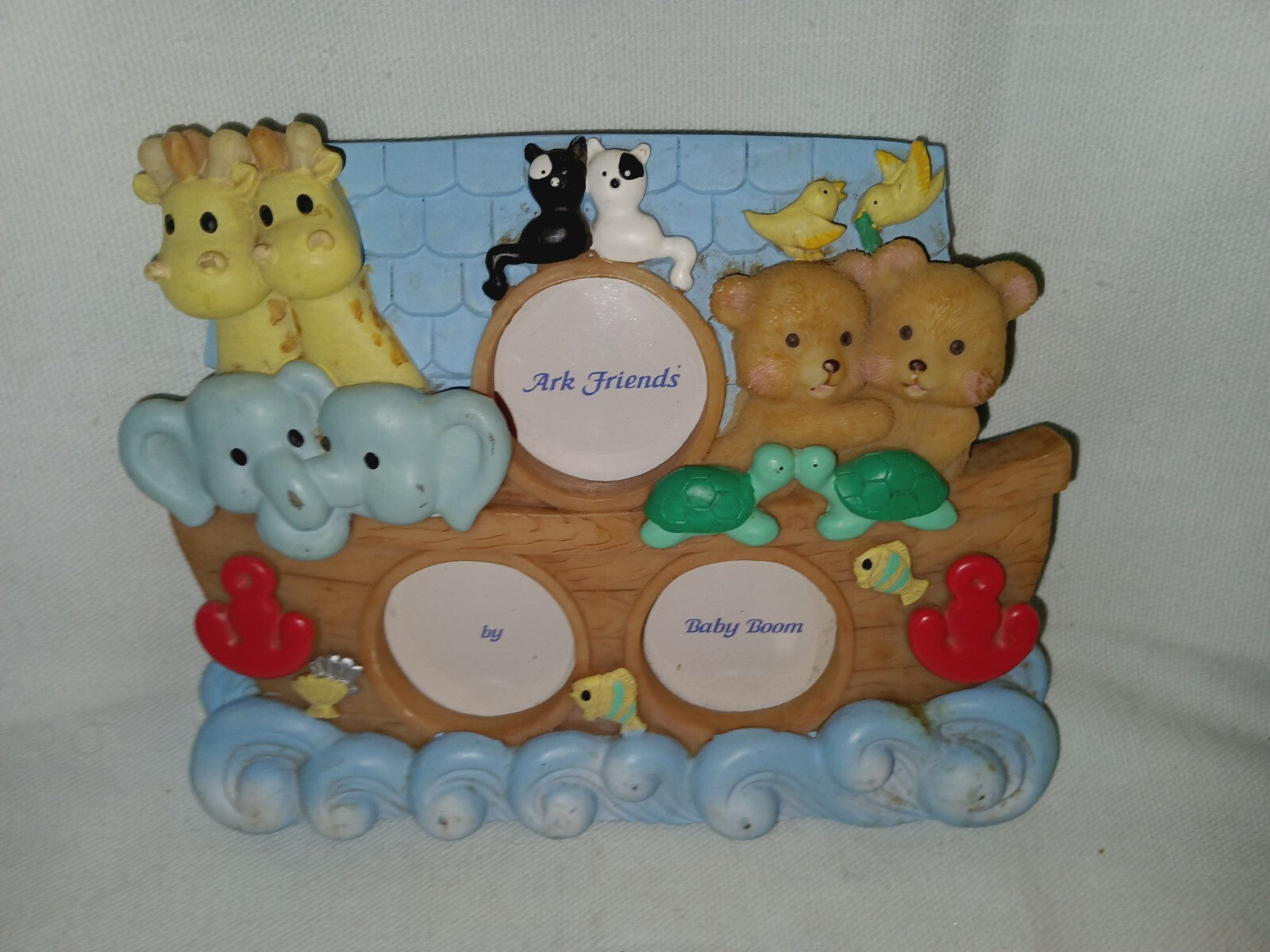 Hand Painted ARK FRIENDS 3-PHOTO FRAME By Baby Boom 
