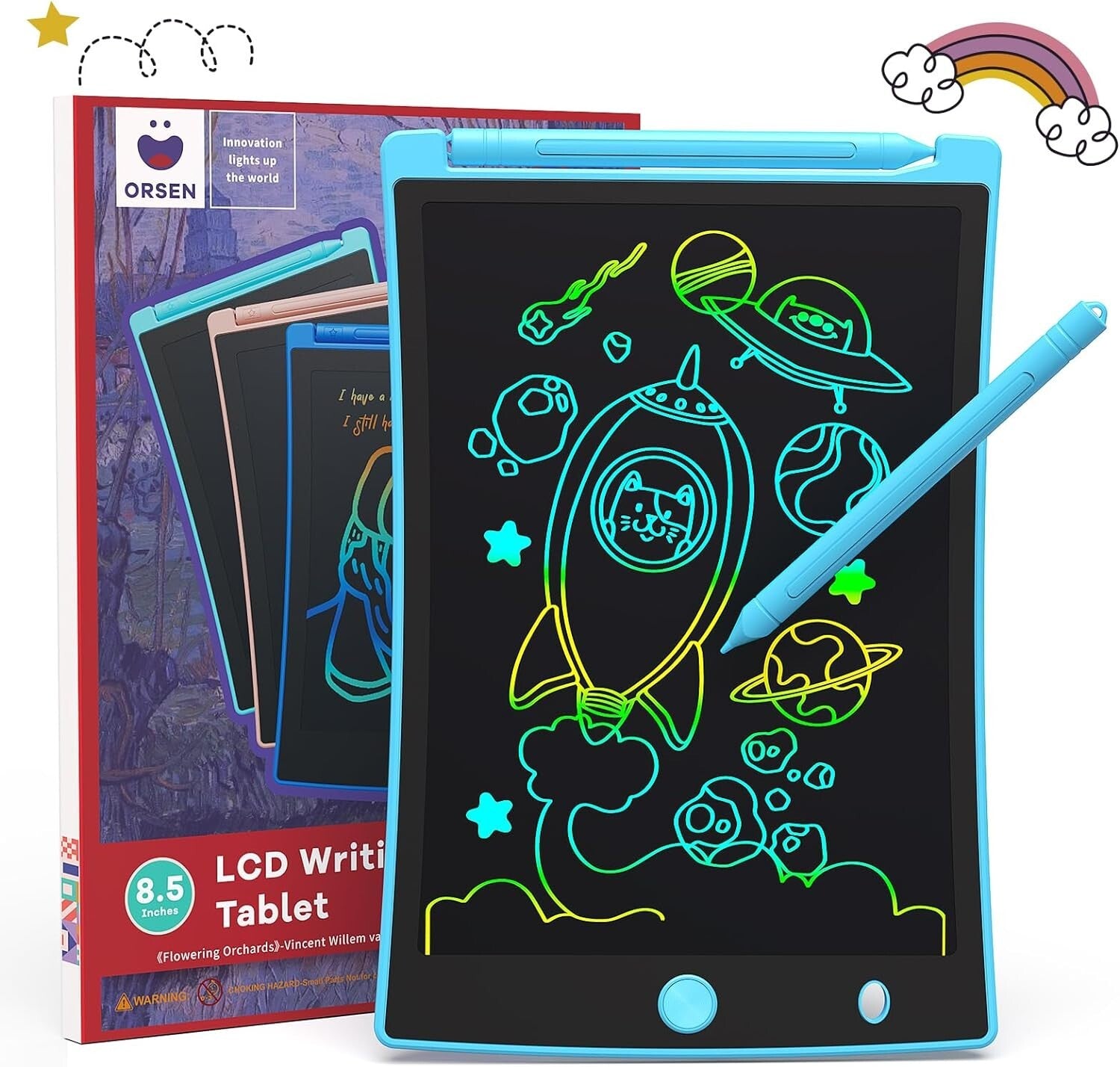 Colorful 8.5" LCD Writing Tablet,Learning Educational Toys for 3 4 5 Light Blue