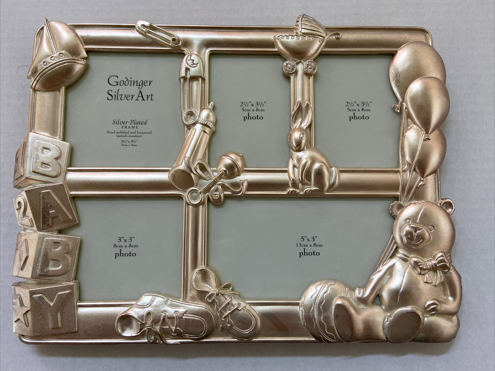 Godinger Silver Art Silver Plated Baby Photo Frame - Holds 5 Pictures NEW