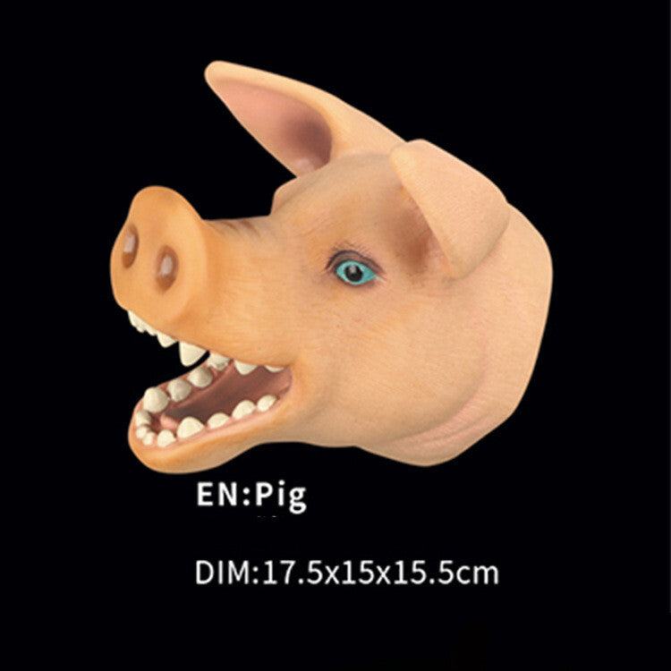 Boys Girls Animal Hand Puppets Kid Soft Rubber Open Movable Mouth Realistic Toys