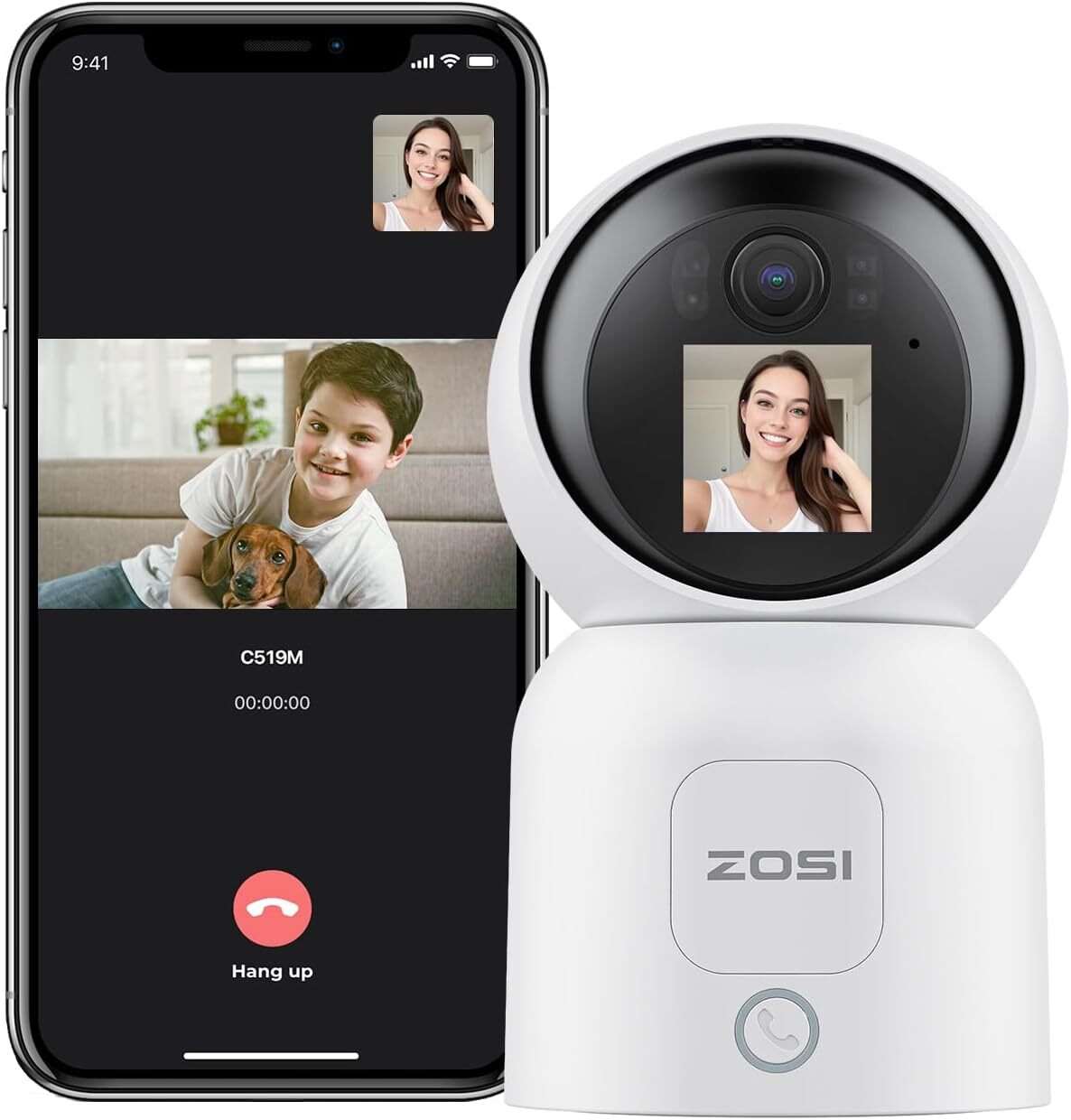 ZOSI Pan/Tilt Video Security Camera 4MP WiFi Baby/Pet Monitor  One-Touch Call 5G