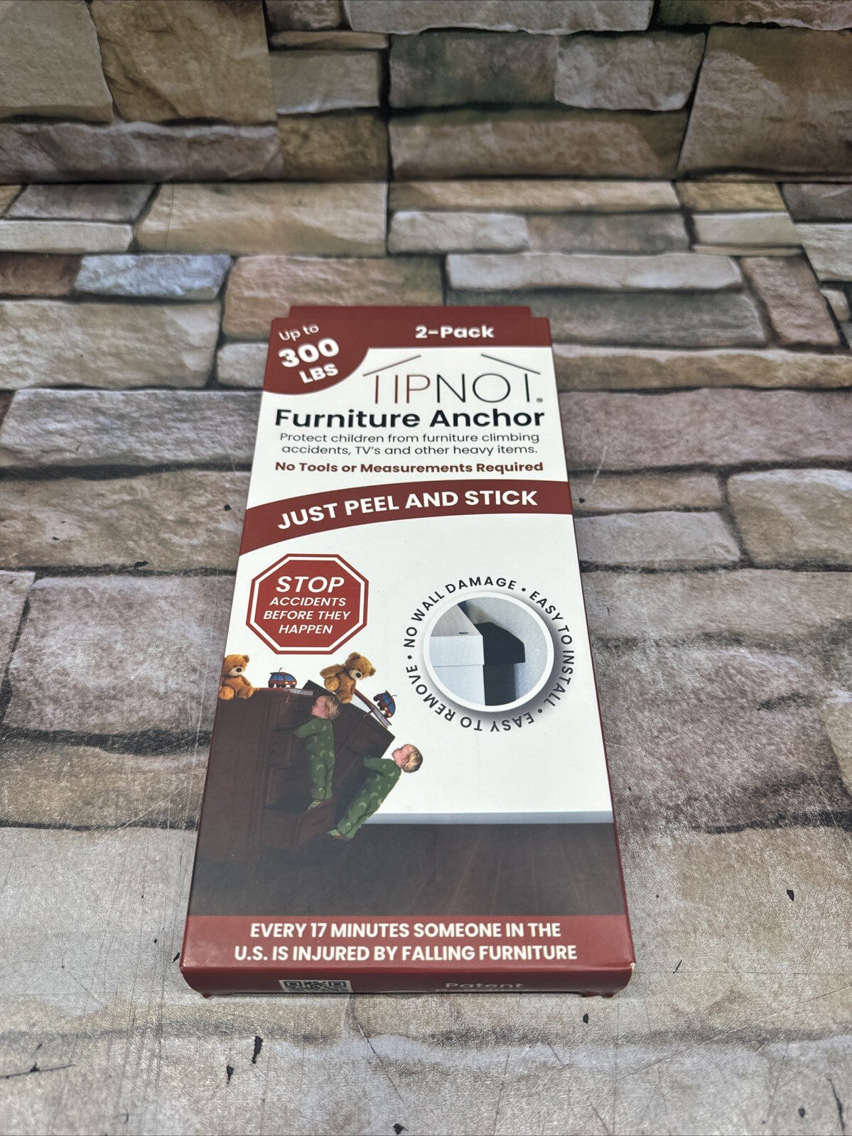 TipNot Furniture Anchor, No-Tools-Required Holds Up to 300 Pounds, 2-Pack