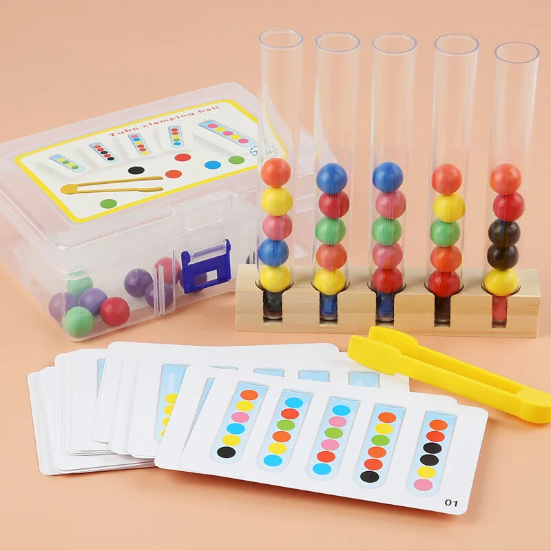 Clip Beads Test Tube Toy For Logic Fine Motor Training Game Aids Educational Toy