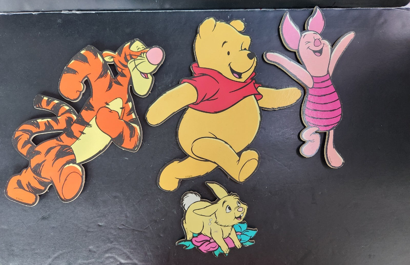 4 Pc. Vtg Walt Disney Wall Decor Pressboard Pooh Piglet Tigger Rabbit Nursery 
