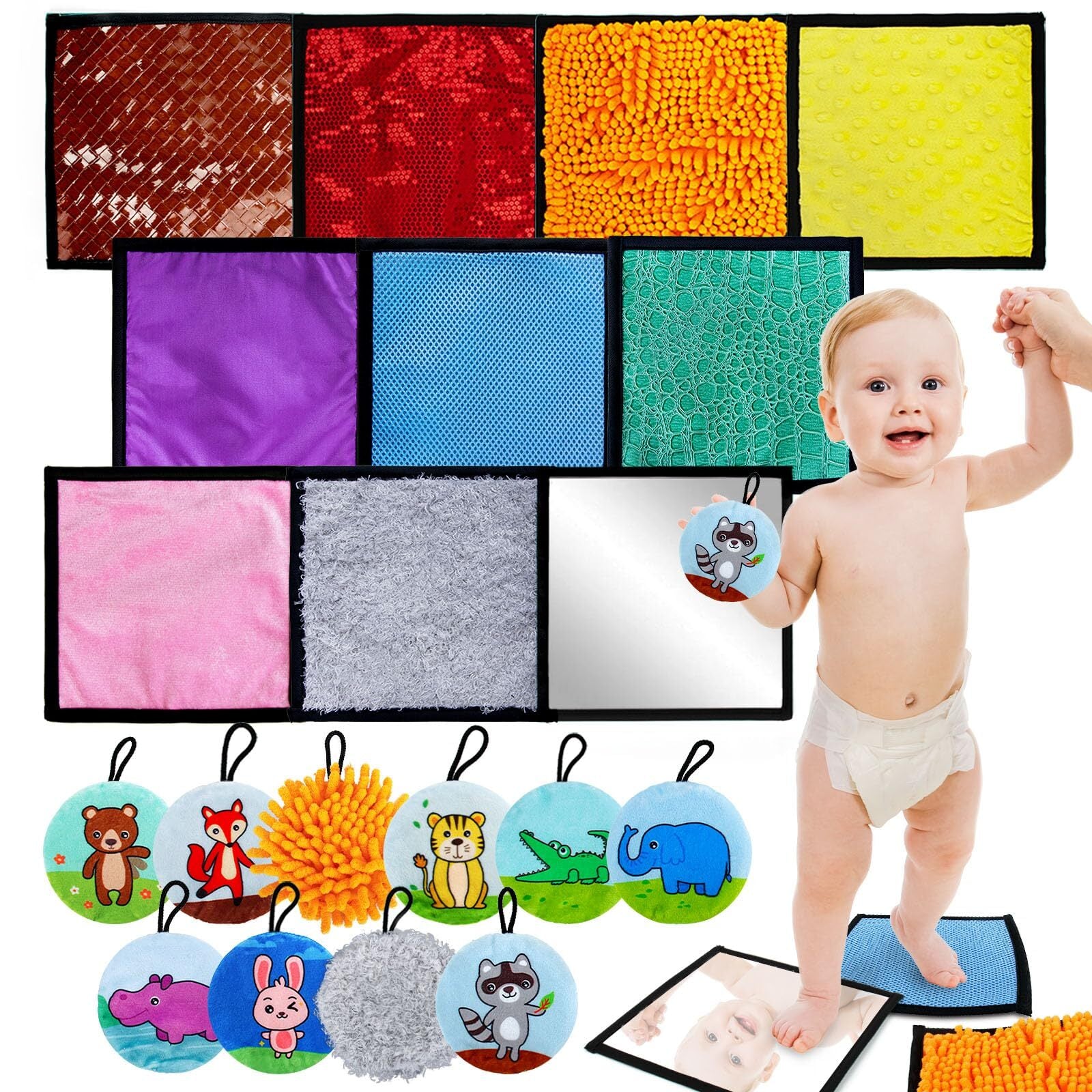 Baby Sensory Mats Animal Sensory Toys 10 Various Textures Early Sensory Exerc...
