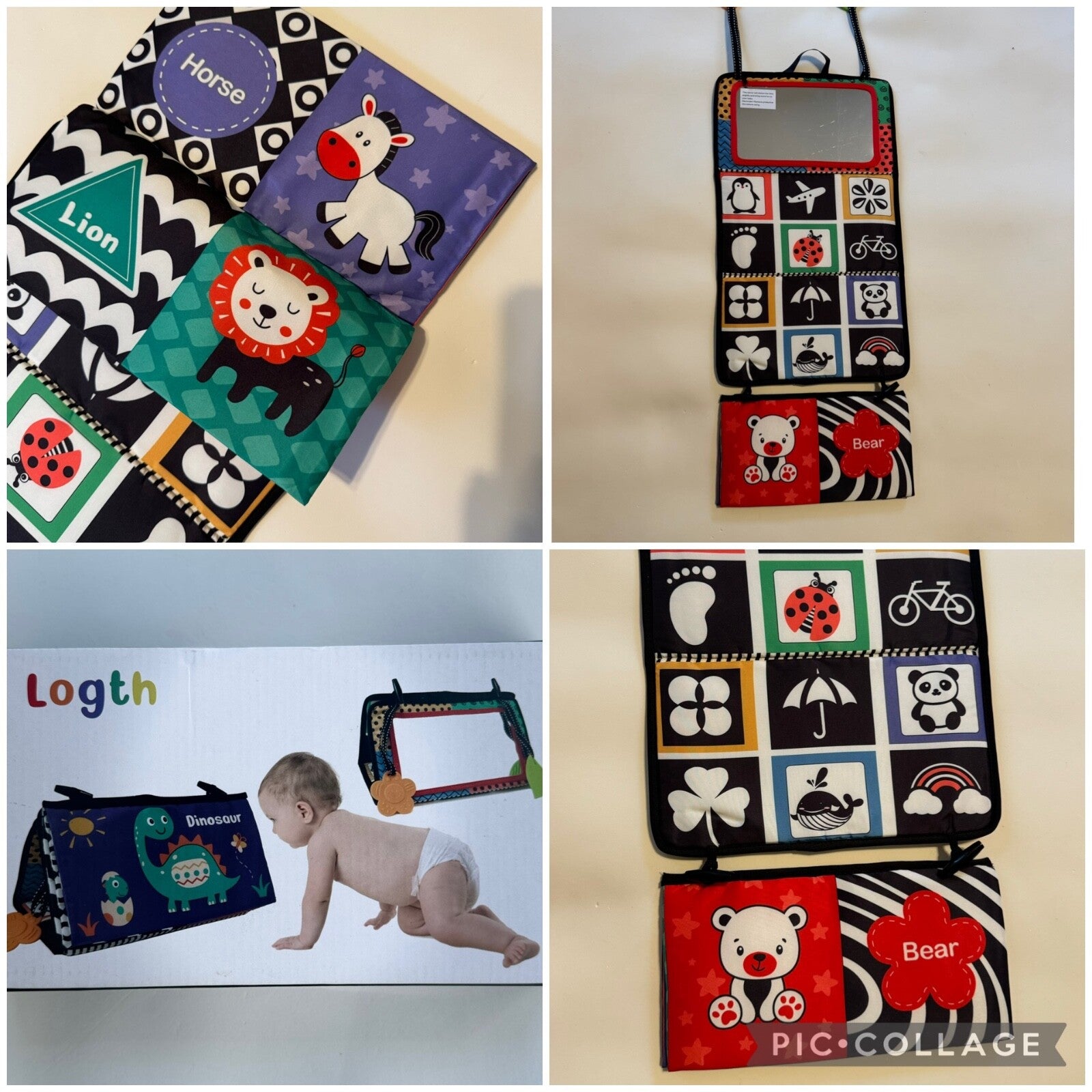 Tummy Time Mirror Toys with Cloth Books