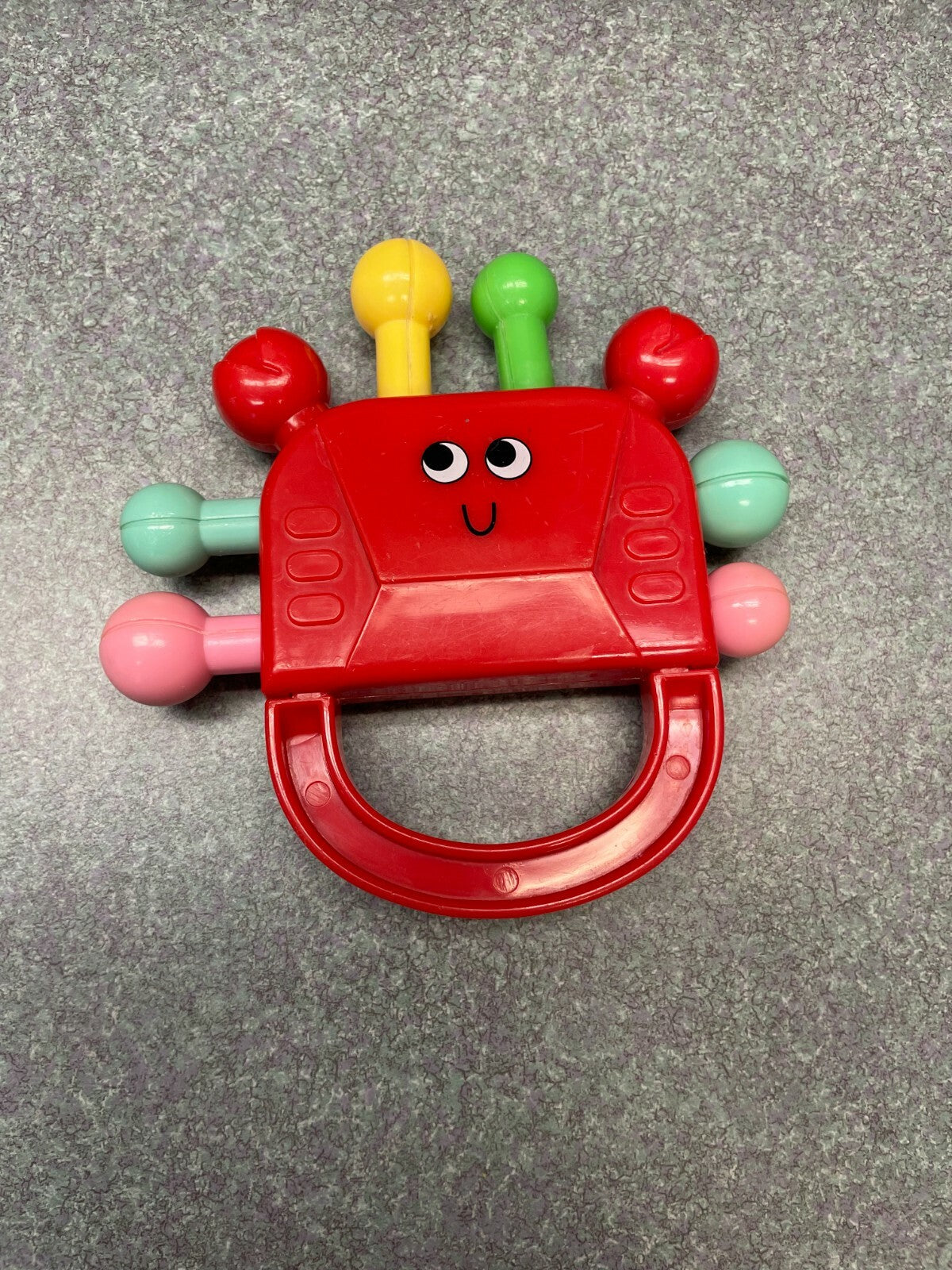 Plastic Red Toy Crab Infant Baby Rattle Toy - Arms Legs Move - Ocean Handle