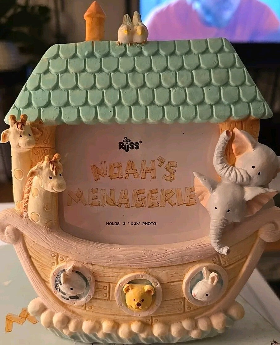 Nioah's Menagerie Noah's Ark Picture 3 x 3.5 in Photo Frame by Russ Baby w/Box