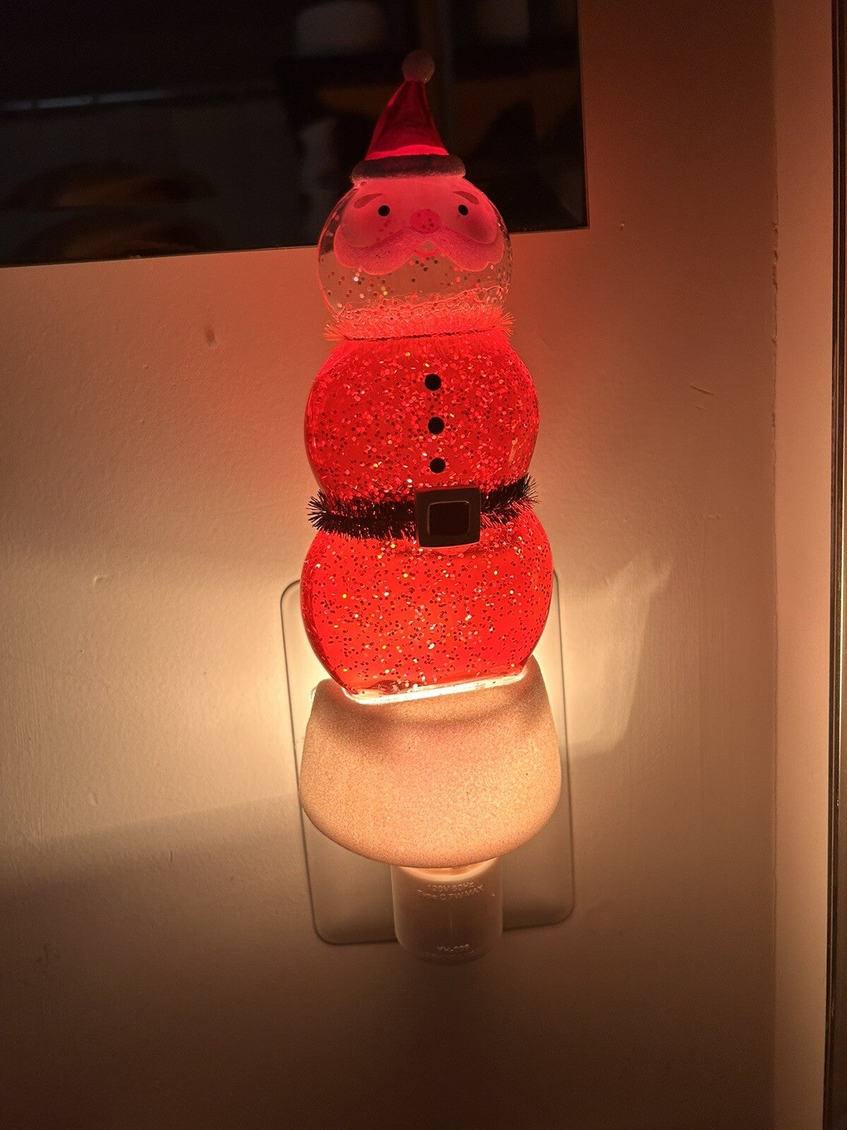 Santa Snow Globe Night Light Lights-up Switch Glitter 