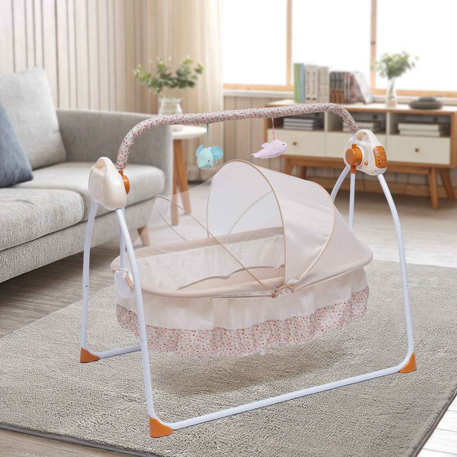  Portable Electric Rocker Baby Swing Cradle Bouncer Seat Infant Bed Crib Music 