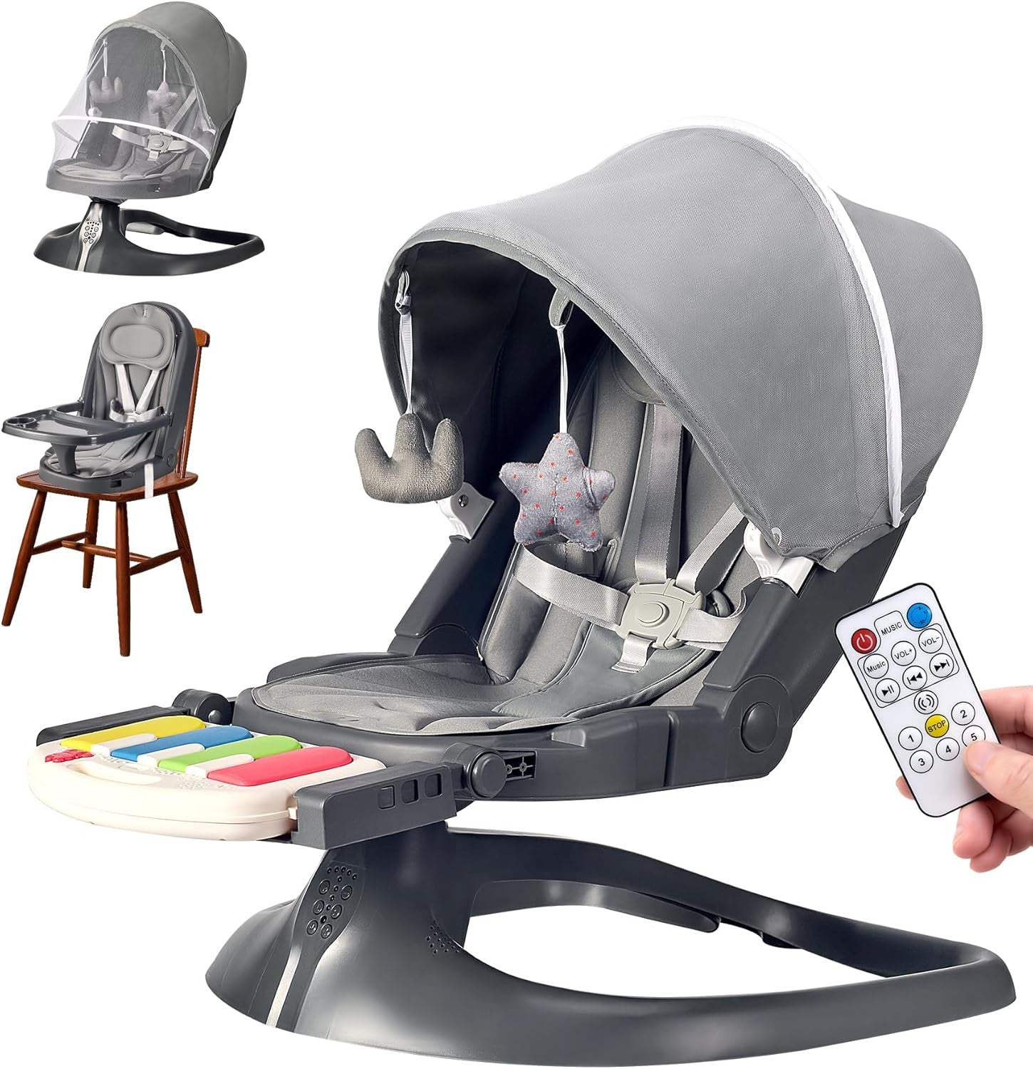 Baby Swings for Infants, Electric Portable Detachable Baby Swing Newborn, 2 in 1