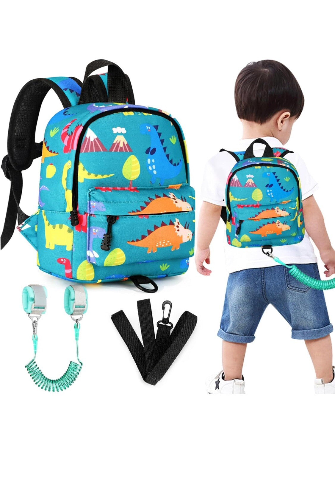 Accmor Toddler Harness Backpack Leash, Baby Dinosaur Backpacks with anti Lost Wr