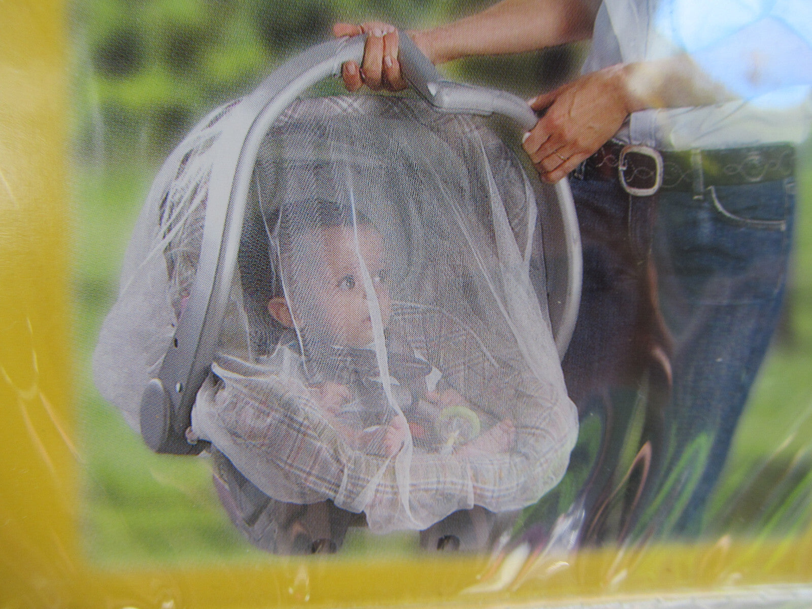 Infant Carrier Netting Soft Mesh Elastic Babies R Us Insects Out White Fabric H6