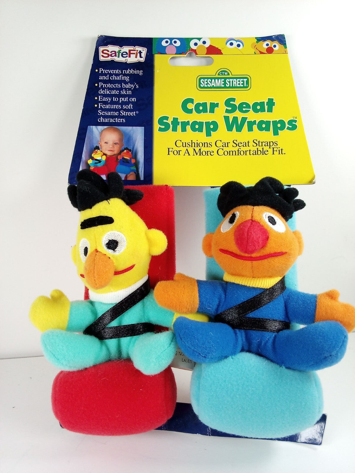 Safe Fit Sesame Street Muppets Car Seat Strap Wraps Plush Ernie, Bert 1999