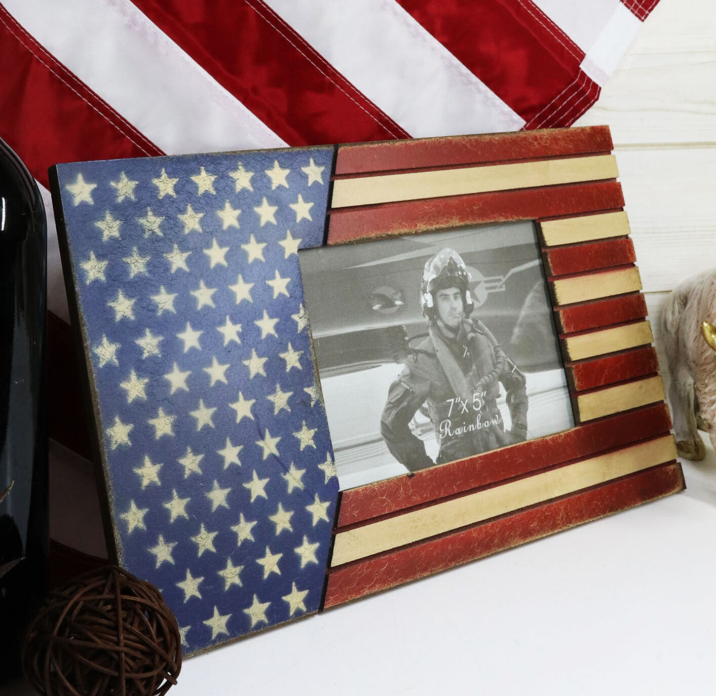 Patriotic USA Star Spangled Banner American Flag 5"X7" Picture Photo Frame