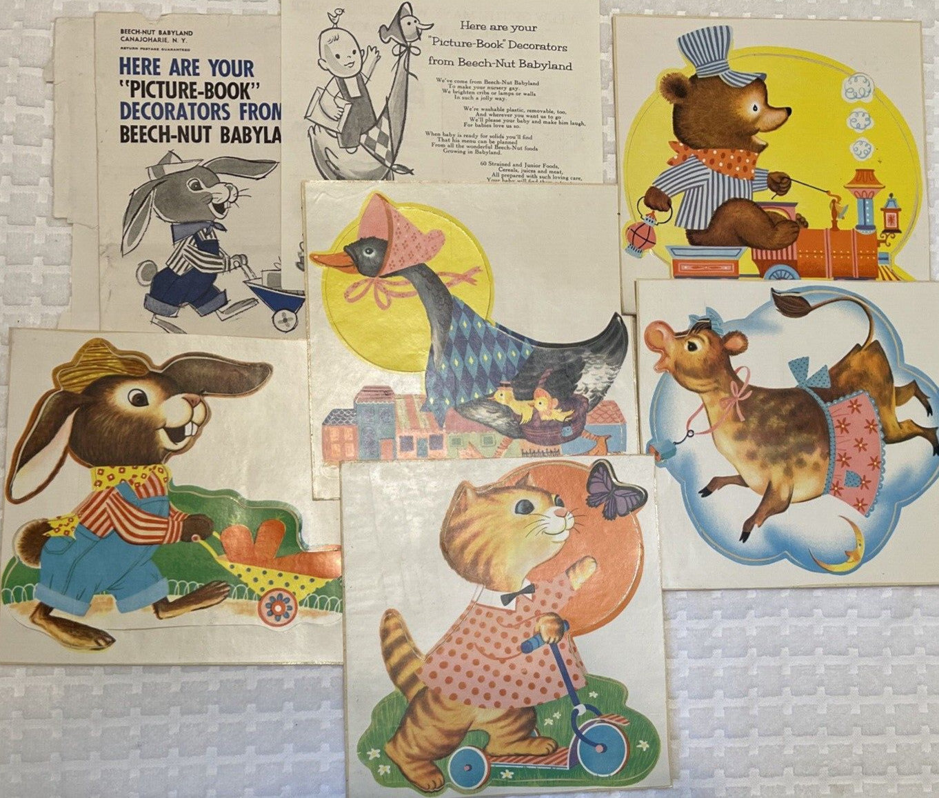 VTG MCM Beech-Nut Baby Cereal Babyland Picture Book Decorators Nursery Decals