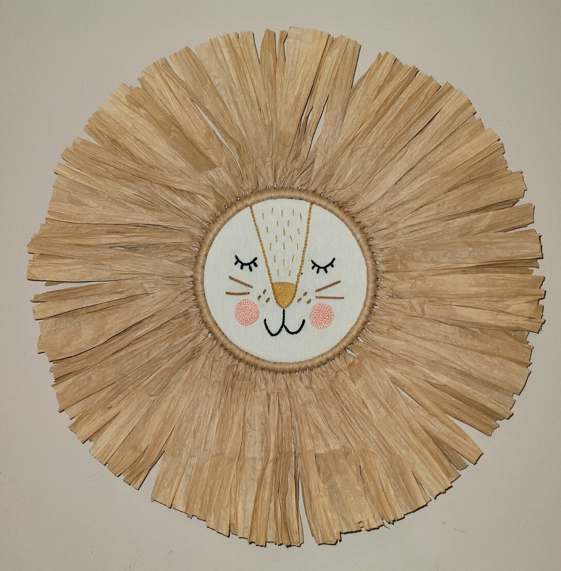 Raffia Lion Safari Nursery Wall Decor by Sonrisas De Papel  Large 18-20"D