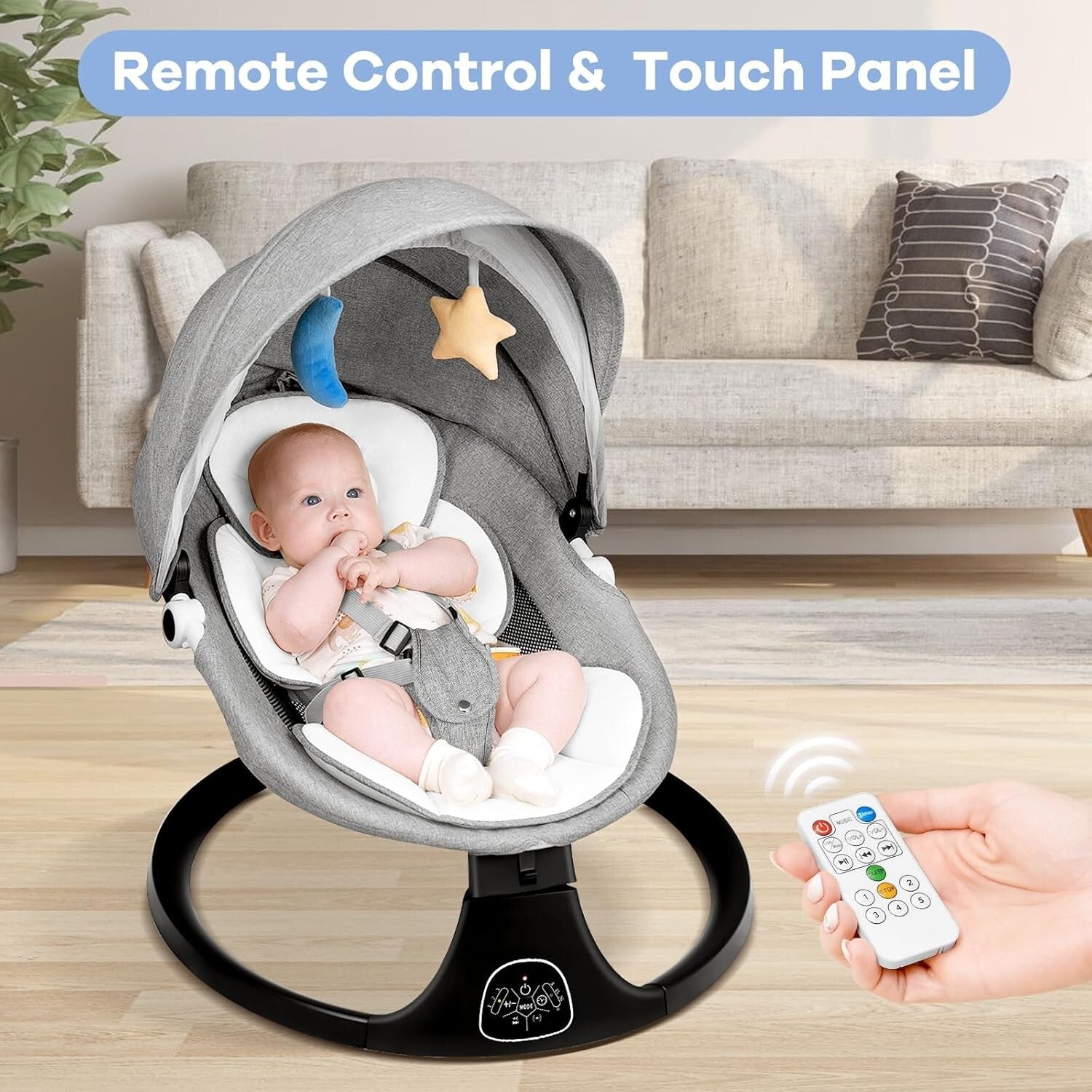 Baby Bouncer Electric Cradle Auto-Swing Chair Roking Seat Crib w/ Music&Remote