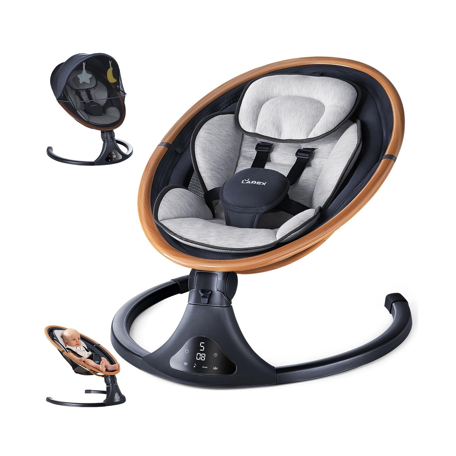 Larex Baby Swings for Infants to Toddler-Electric Bluetooth Infant Swing with...