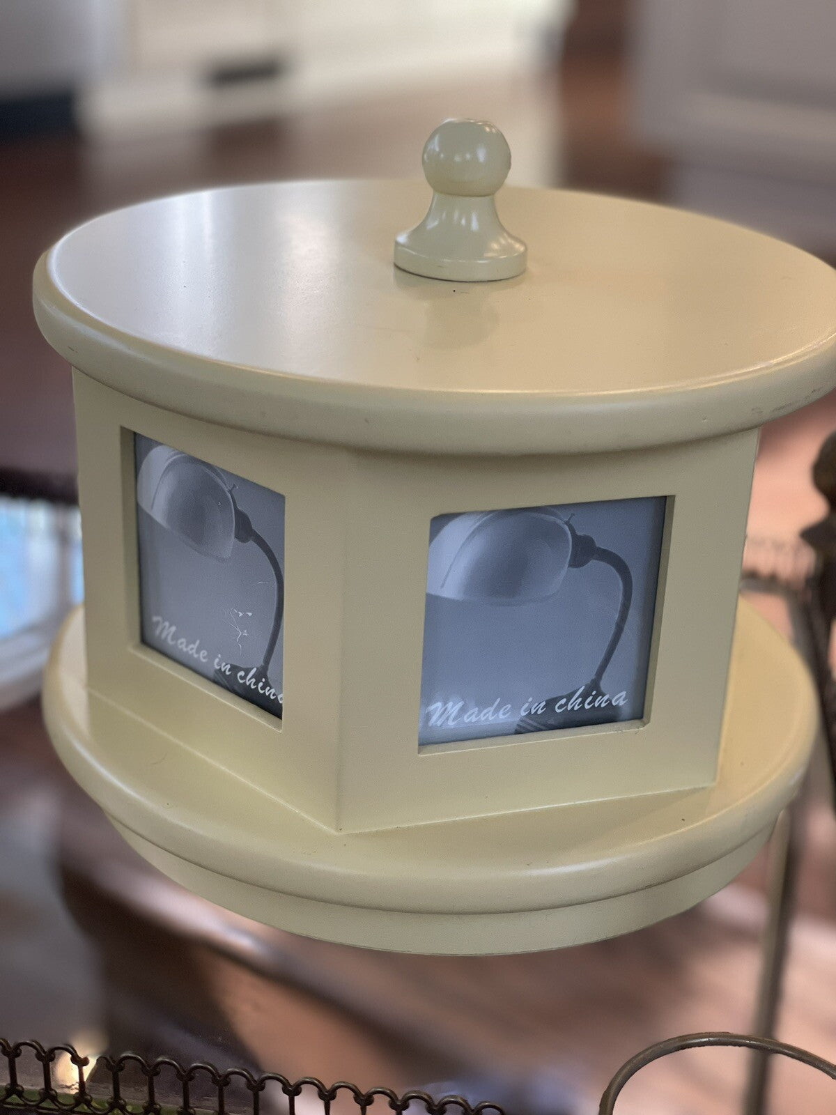 Photo Frame Carousel Trinket Storage Box Pale Yellow