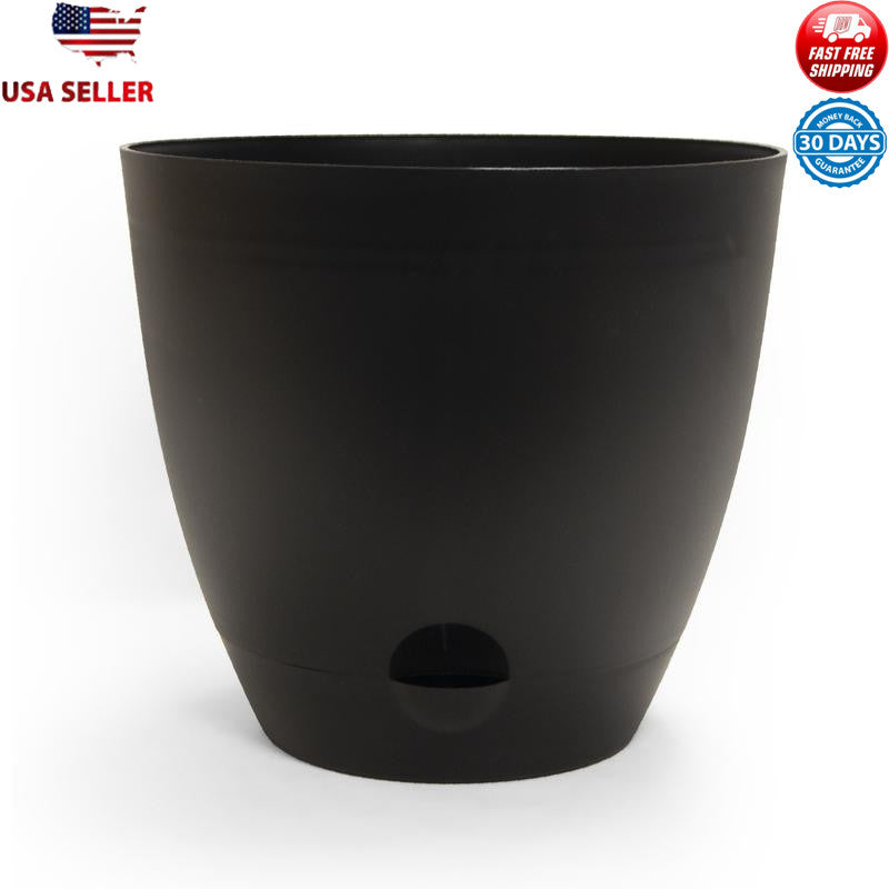 Self-Watering Round Planter Polypropylene Indoor Outdoor Container 11in New