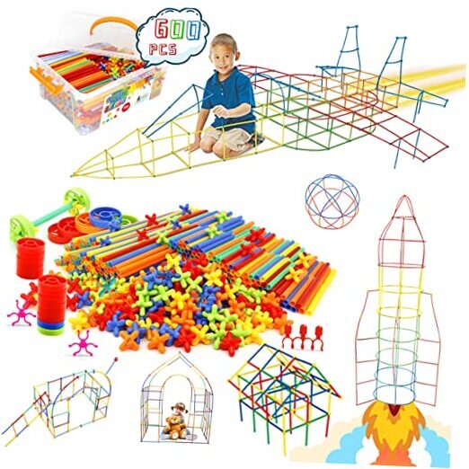 Straw Constructor Toys STEM Building Toys 600Pcs Straw Toy A01 600pcs Rainbow