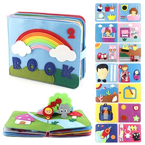 Zalmoxe 3D Montessori Toddlers Busy Board Busy Felt Books 16" Themes Preschoo...