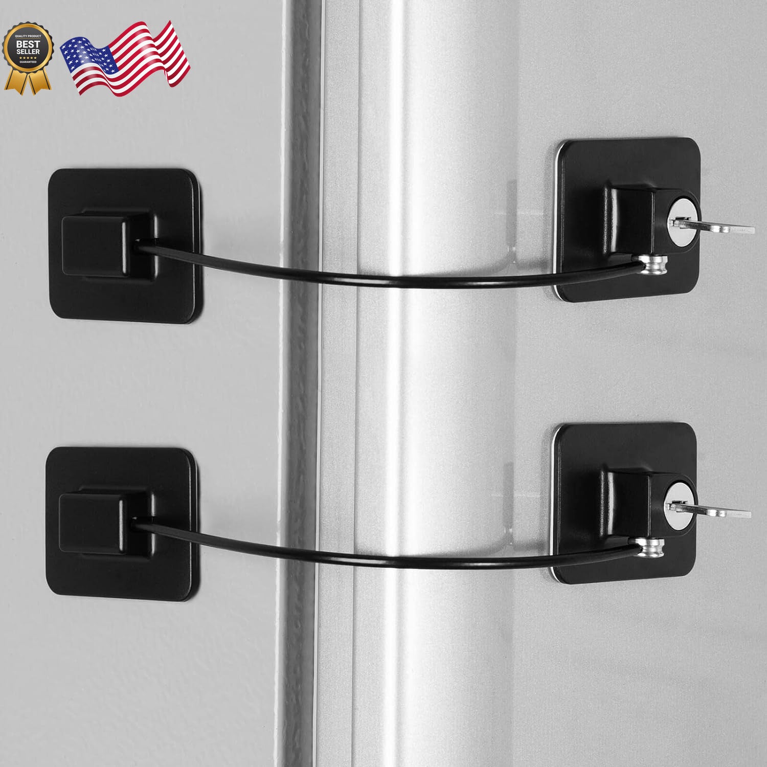 Fridge and Freezer Lock with 4 Key for Child Safety Refrigerator Locks 2 Pack