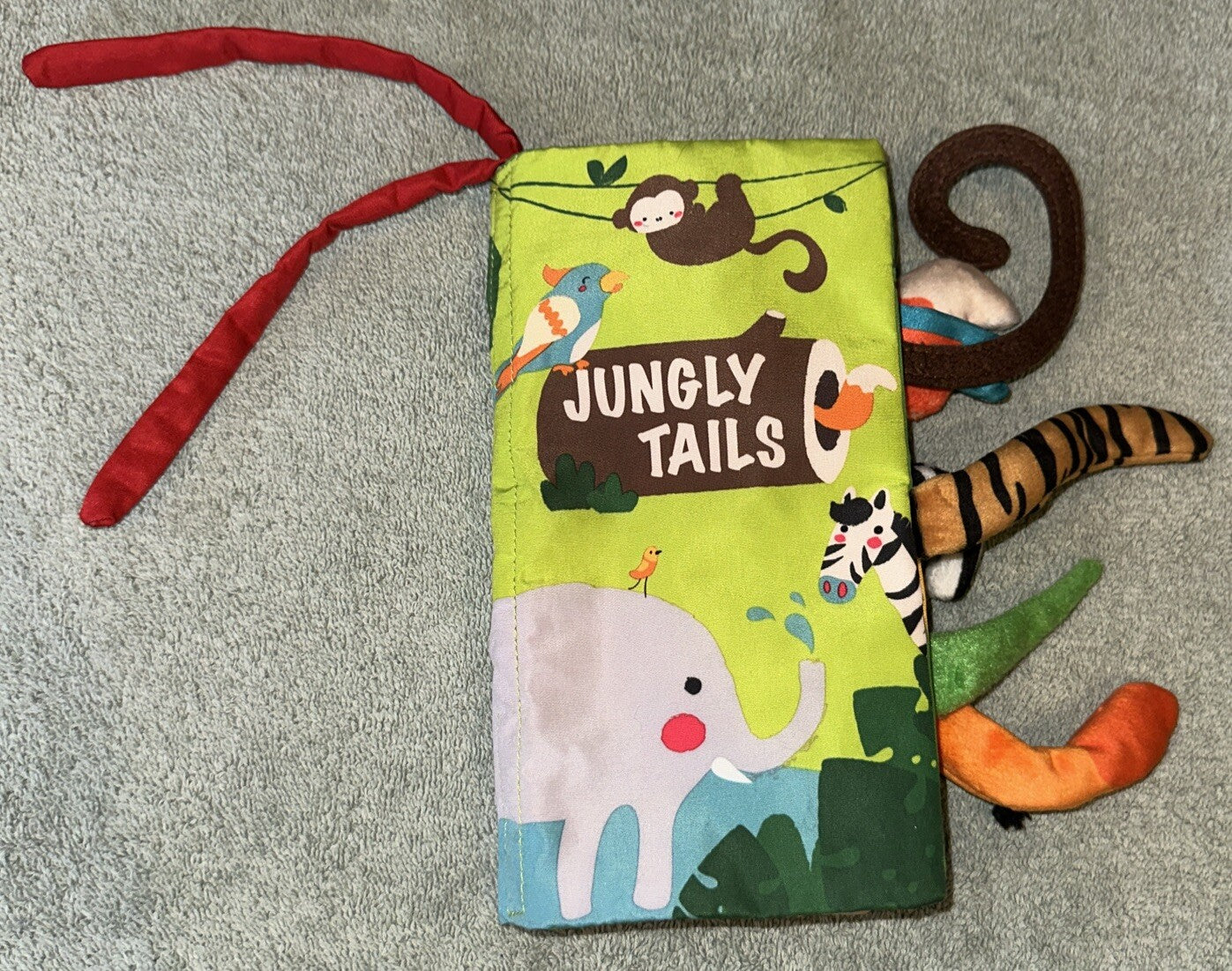 Beiens Jungly Animal Tails Infant Cloth  Crinkle Book With Squeaker Baby Toy