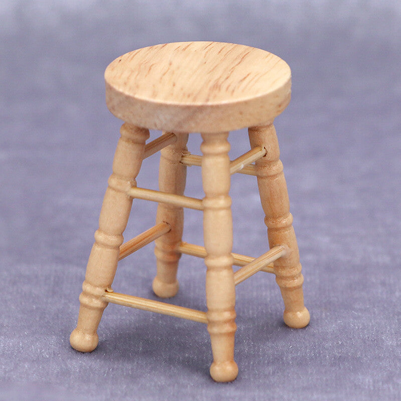 1/12 Dolls Miniature Furniture Wood color round stool High stool Furniture Ch`jo