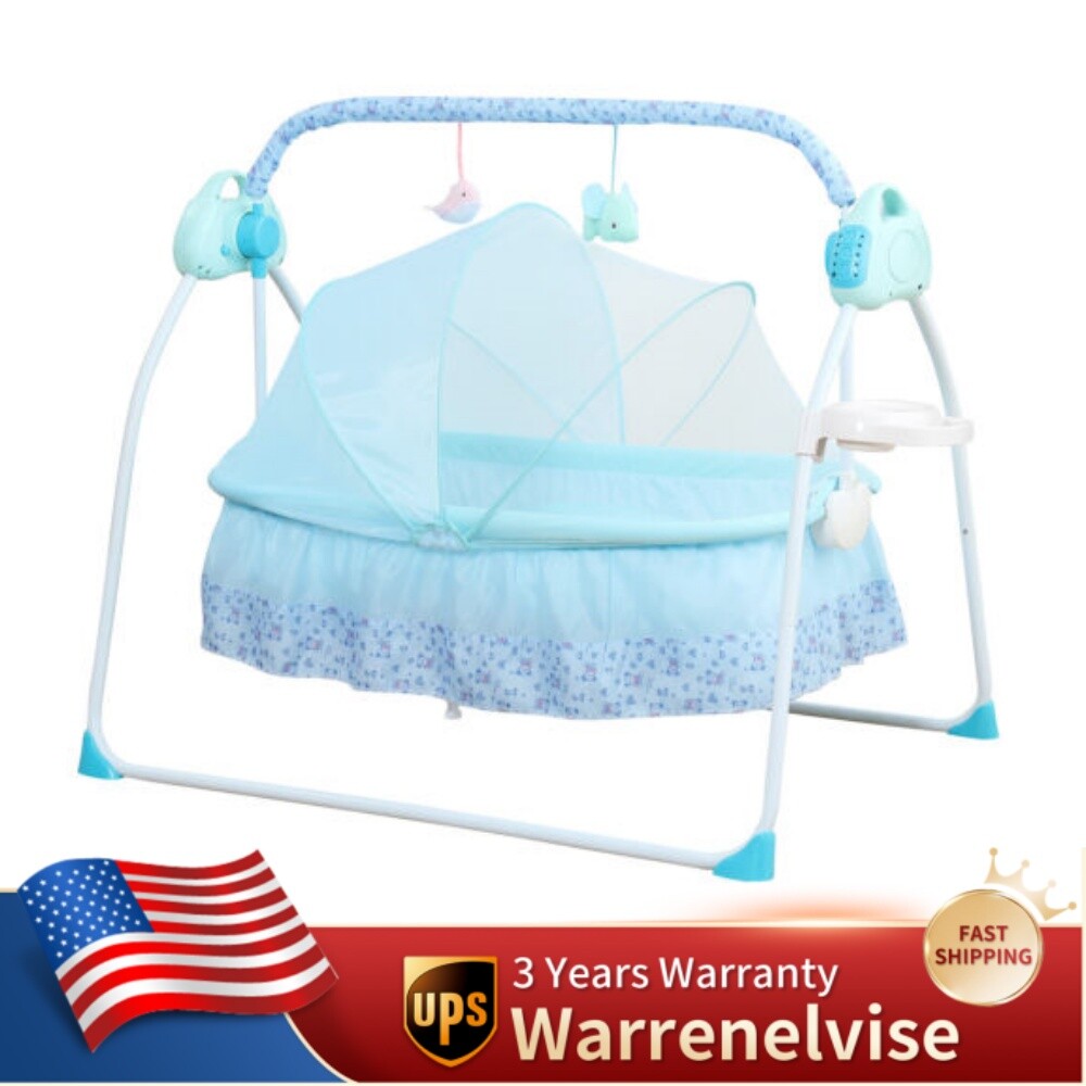Electric Kid Baby Crib Cradle Infant Rocker Auto Swing Sleeper Bed Cot Bluetooth
