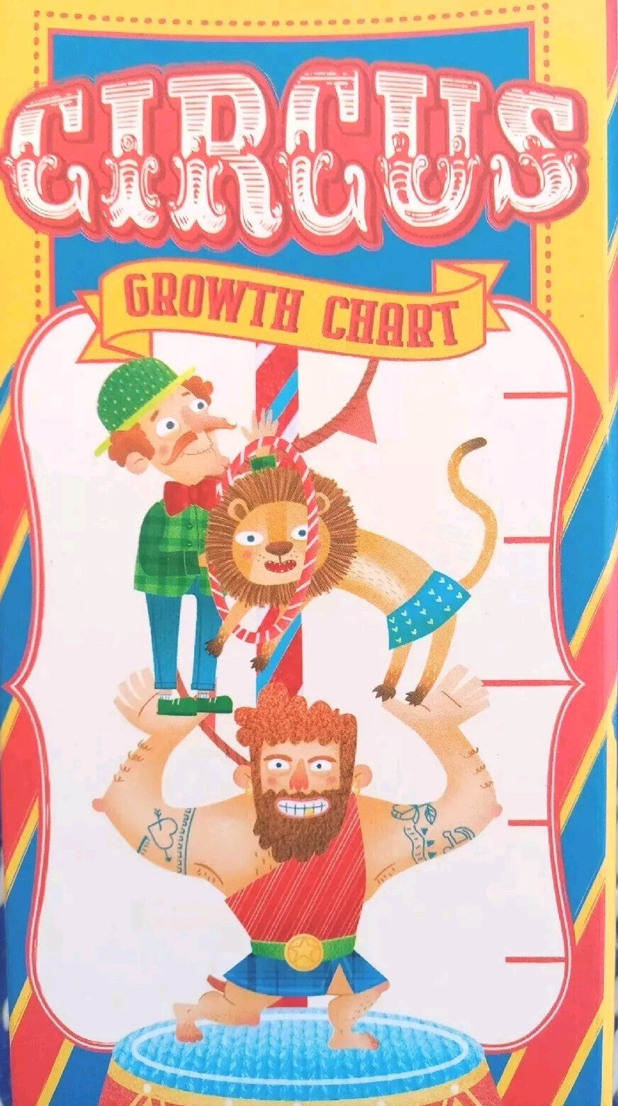 Toddler And Child Growth Chart With Circus Characters. NEW. Up To 5 Feet