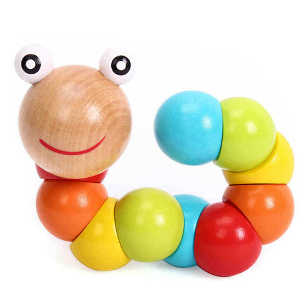 DIY Baby Kids Twist Caterpillar Wooden Toy Infant Educational Developmental Gift