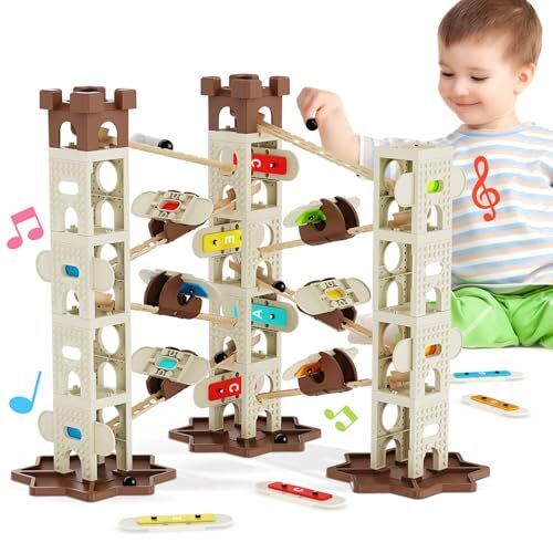 Marble Runs for Kids 6-8 with Music Pillars, STEM Toys with Marble Runs Music, 