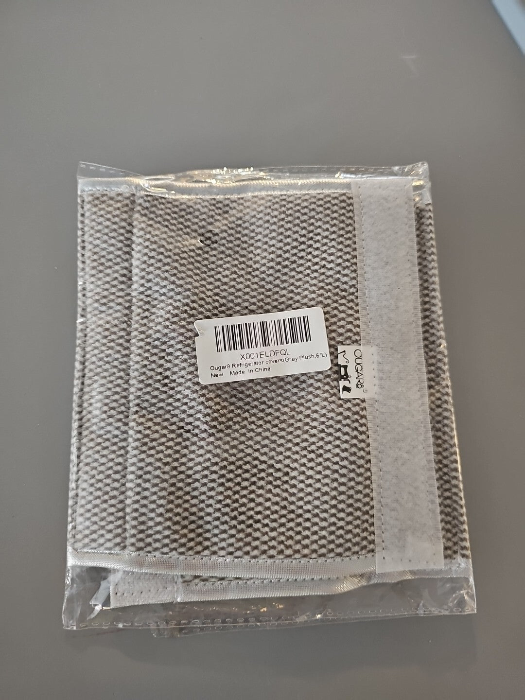 Pack of 2 OUGAR8 Refrigerator Door Handle Covers Protective, Gray Plush 6" L New