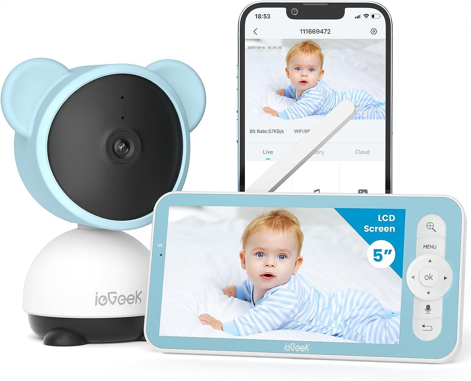 ieGeek 5Screen Baby Monitor WiFi Night Vision Camera 2-Way Talk 1080P 360° PTZ