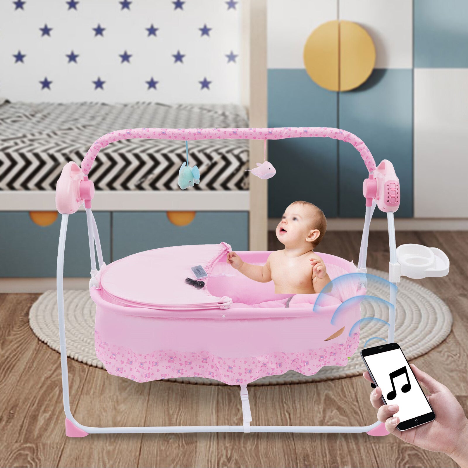 Electric Baby Swing Motorized bluetooth Music Cradle Bed Rocker Chairs Portable