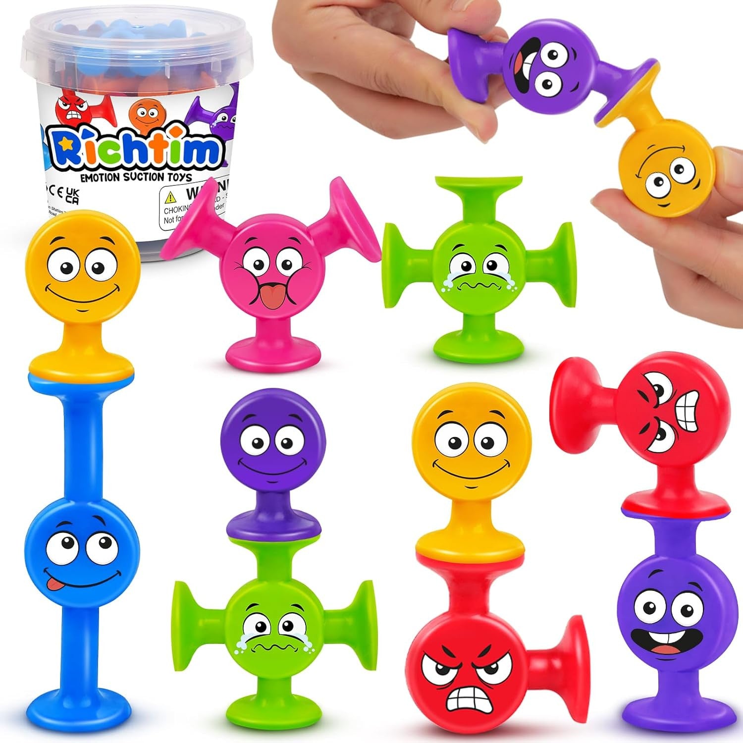 Suction Toys Toddlers Bath Toys: 24 Pcs Emotion Sensory Suction Toys for Toddler