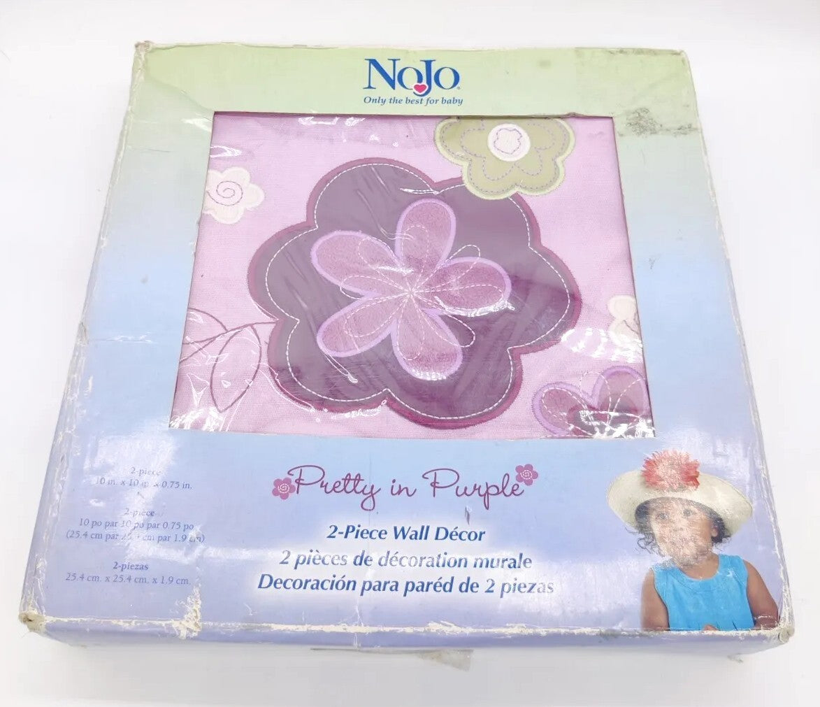 NOJO Pretty in Purple 2pc Wall Decor Art Pictures Nursery Girl Bedroom Flowers