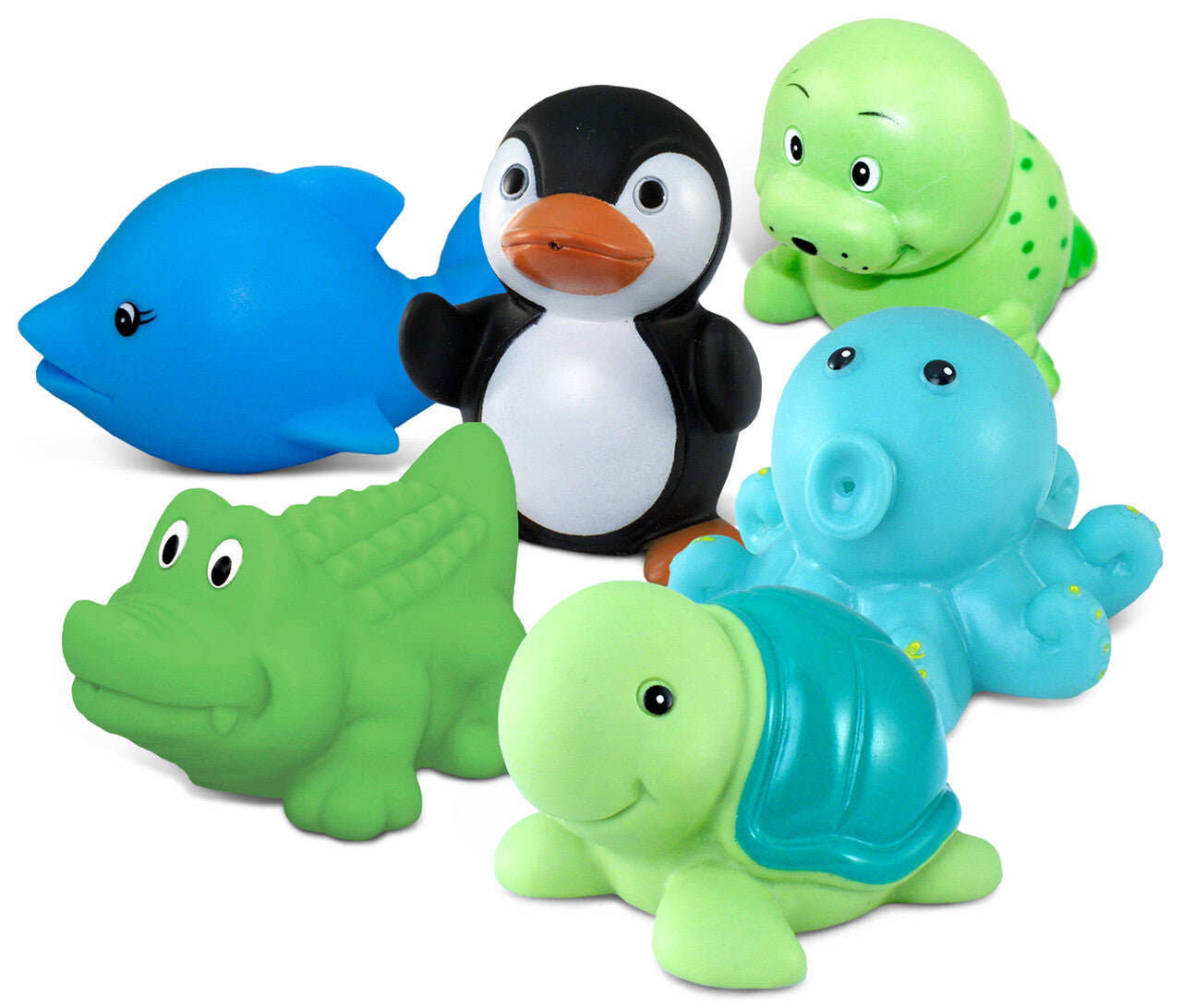 Puzzled Bath Buddies Collection - alligator, cartoon dolphin, sea lion, sea turt