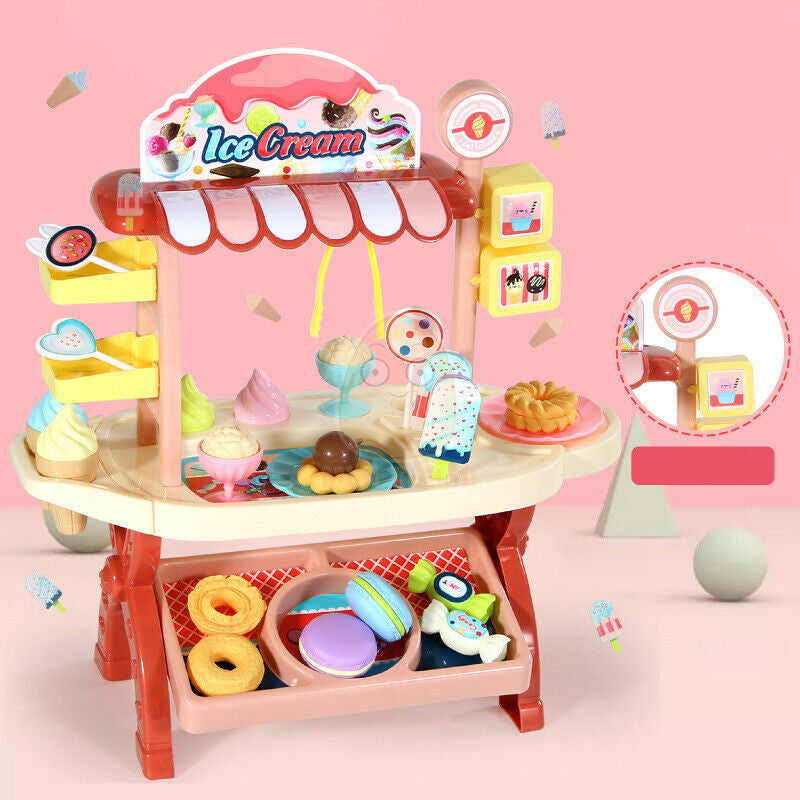 Simulation Ice Cream Candy Sweet Trolley Shop Playset Toddler Kids Toy Girls Boy