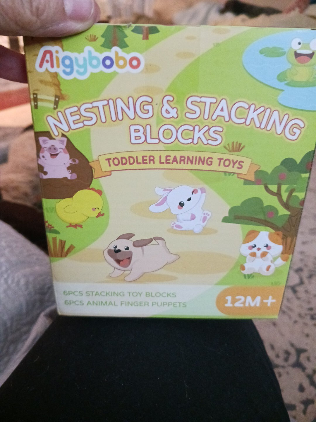 Aigybobo Nesting And Stacking Blocks Toddler Learning Toys 12M+   NEW