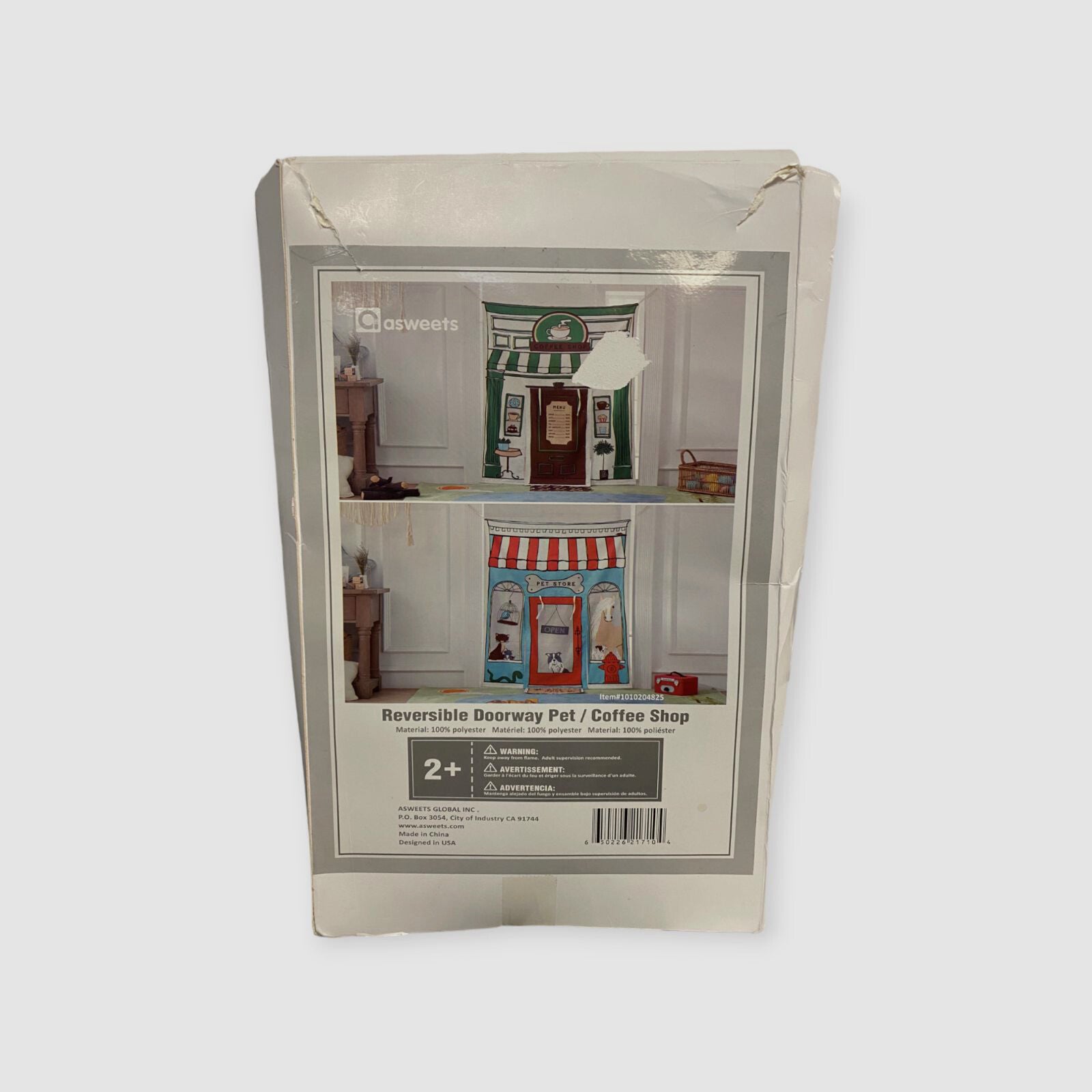 $60 Asweets Blue/Green Reversible Pet & Coffee Shop Doorway Indoor Fort Tent