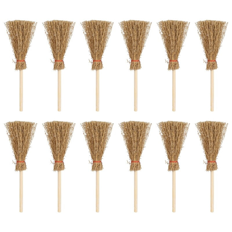 Halloween Brooms 12pcs Miniature Artificial Broom Cosplay Props