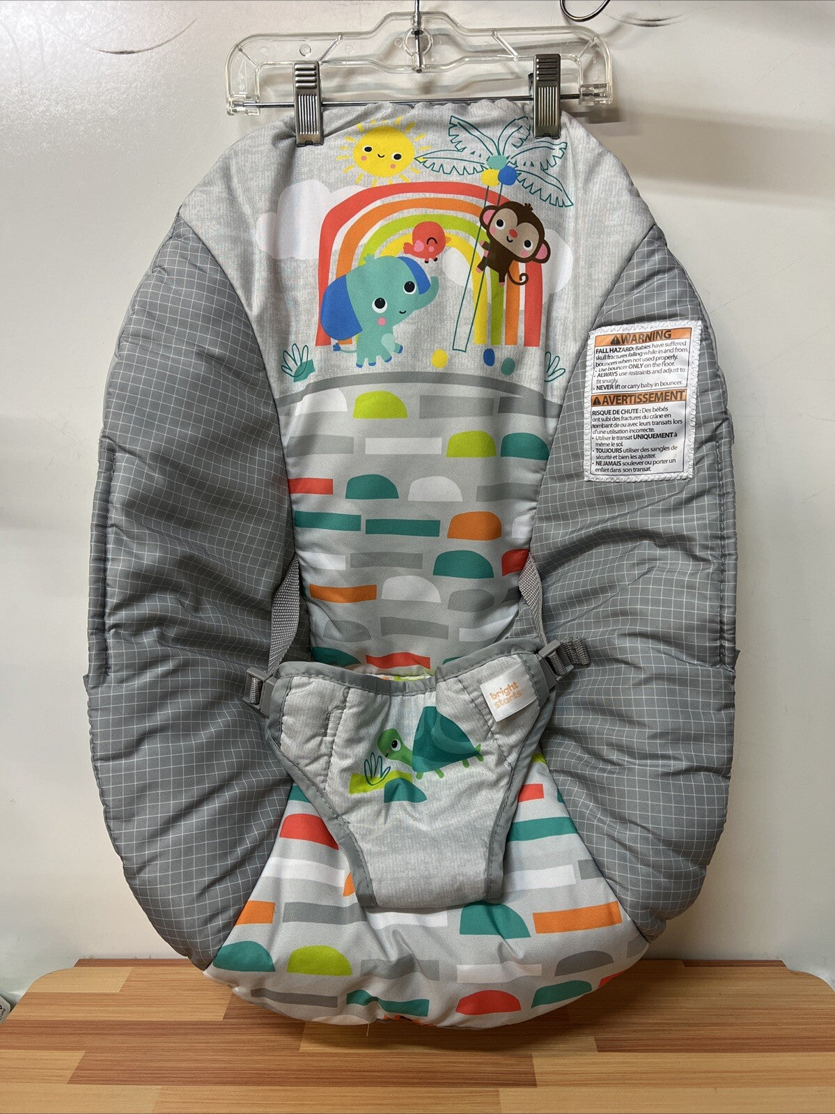 Bright Starts Bouncer Playful Paradise Replacement Part Fabric Seat Cover Gray