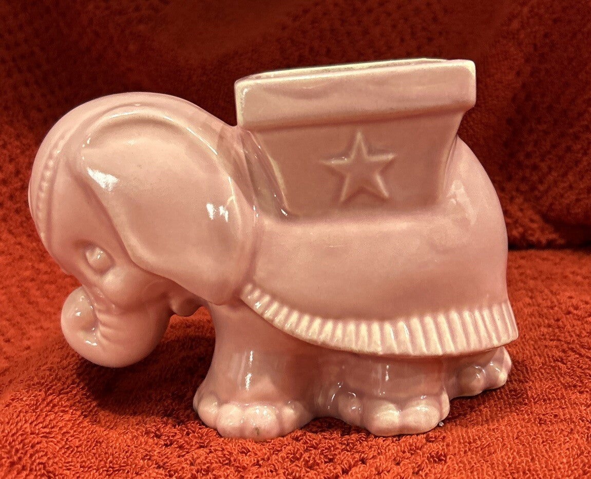 Pink Ceramic Elephant Planter Baby Nursery Decor Vintage 4 1/2  T  6L  3.25W?