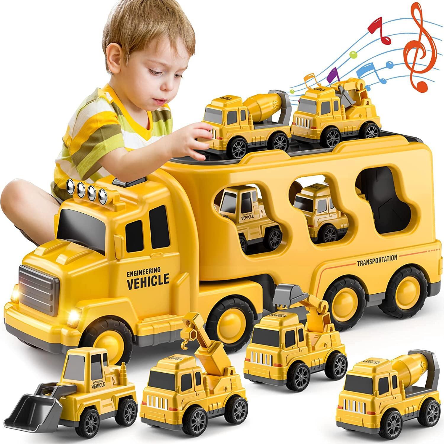 Construction Toddler Truck Toys 5-in-1 Friction Power Vehicle Toy for Toddler