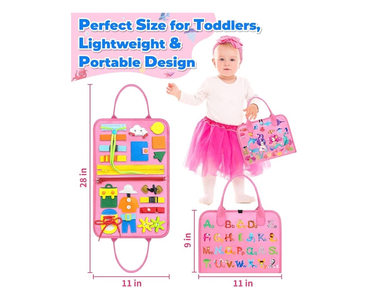 Busy Book for 1 2 3 4 Year Old Boy & Girl Birthday Gifts, Montessori Busy Boa...