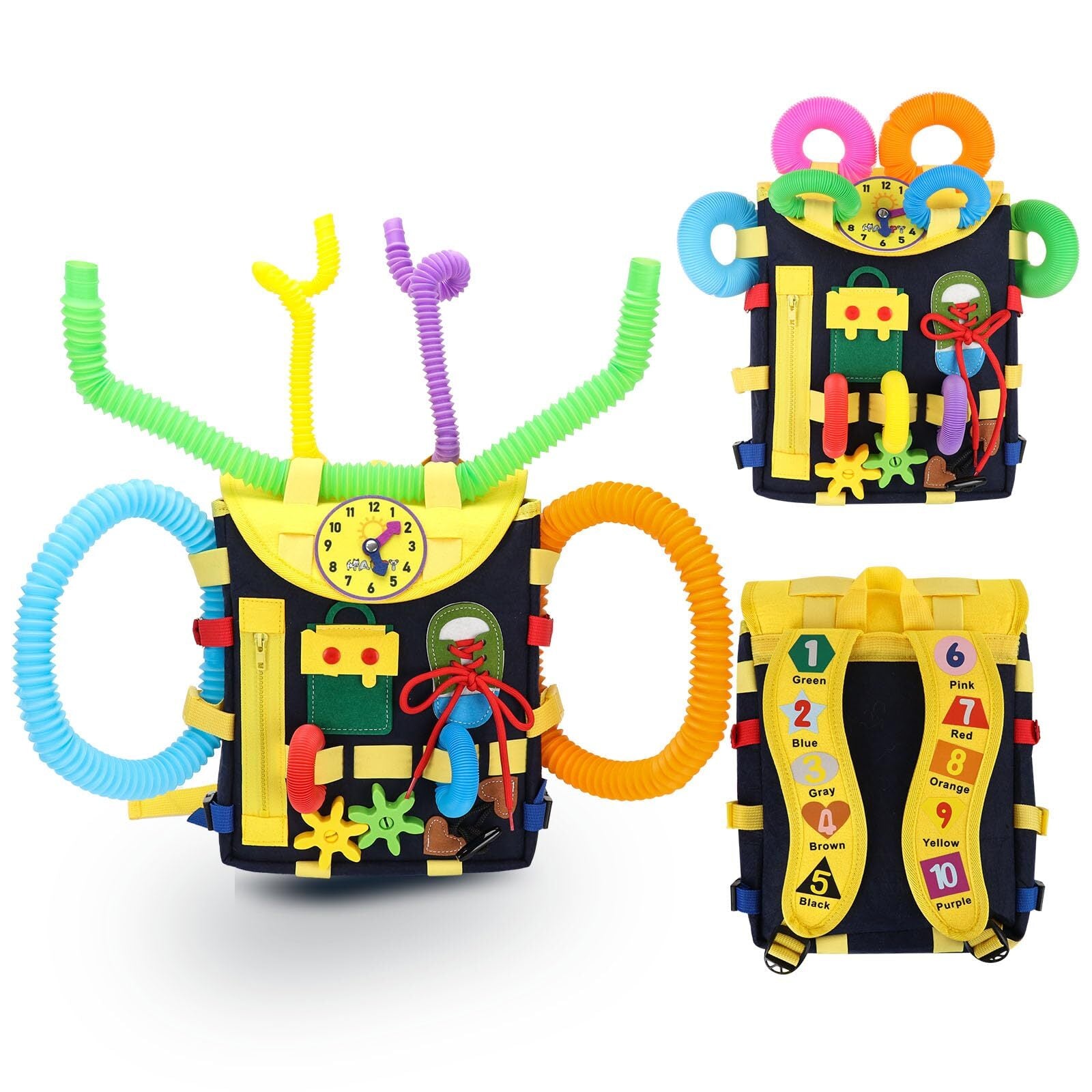 DRAWWANNG Busy Board - Toddler Backpack with DIY Retractable Tube and Learnin...