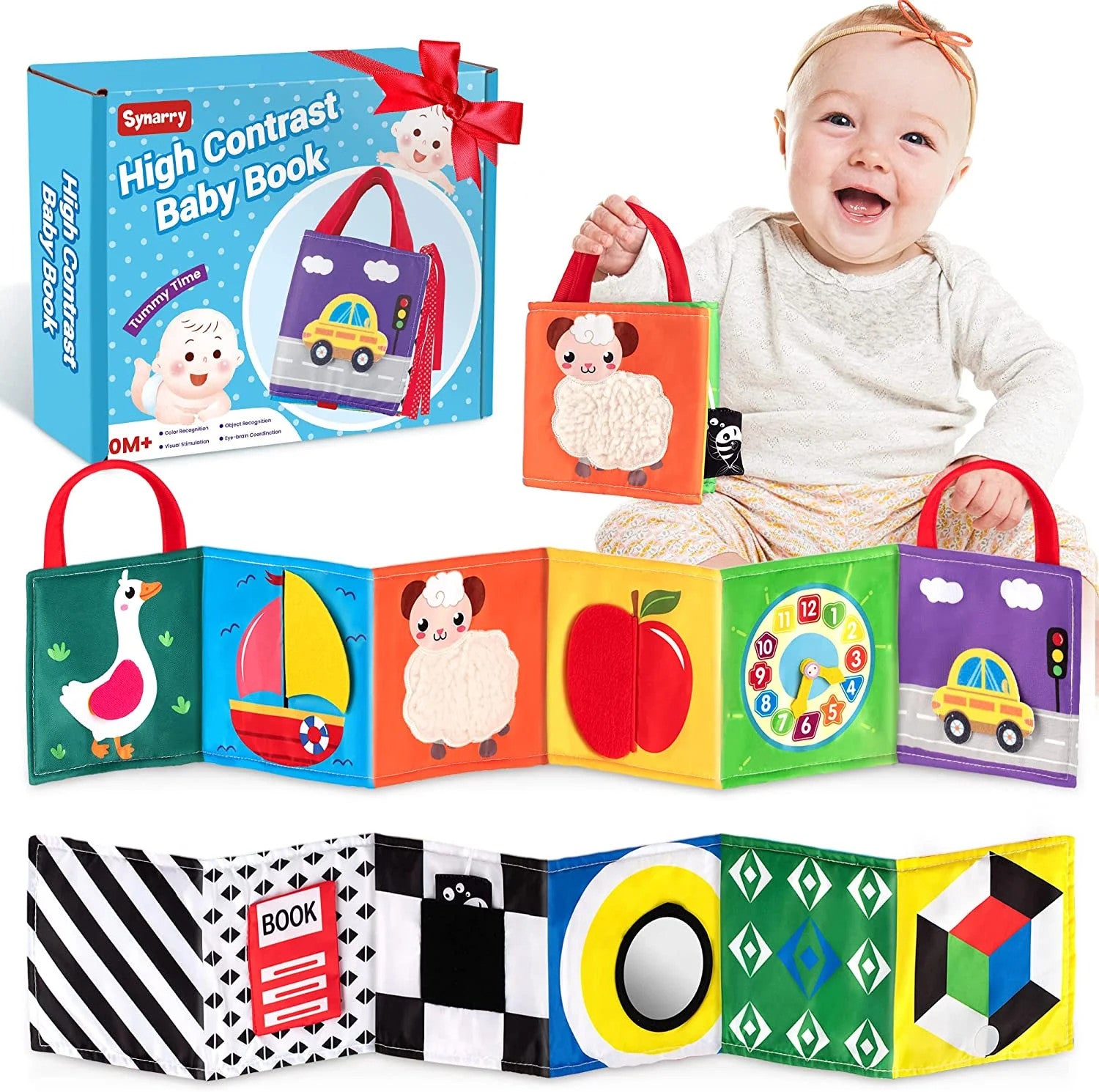 High Contrast Folding Crinkle 3D Touch Feel Baby Books, Black and White Babies S